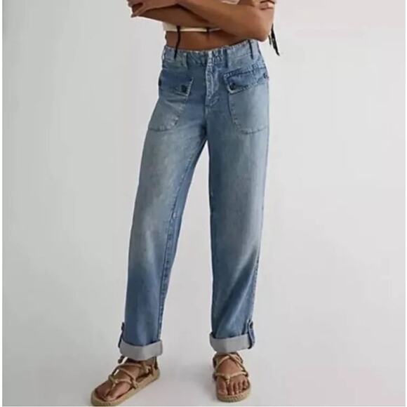 Free People Rory Slim Straight Jeans Blue - 25 - Picture 1 of 3